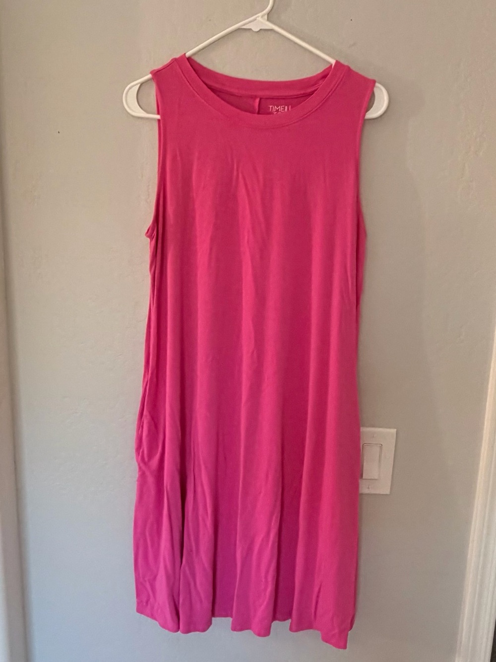 Time and Tru Hot Pink Sleeveless Midi Dress